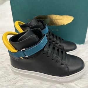 New Buscemi 100MM toddler Black Trio Leather‎ Sneakers Shoes sz 27